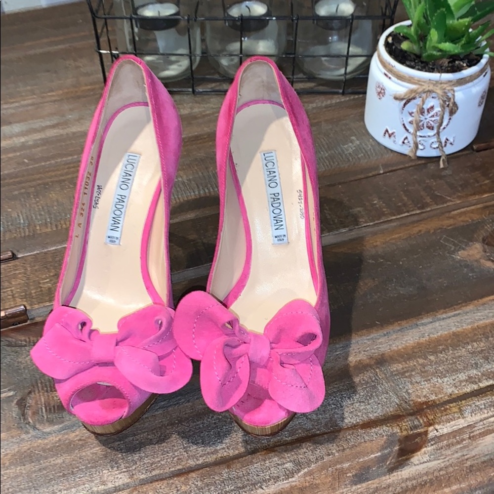 Luciano Padovan Hot Pink Bow Heels